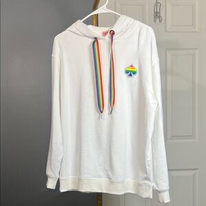 Kate Spade White Hoodie with Rainbow Details